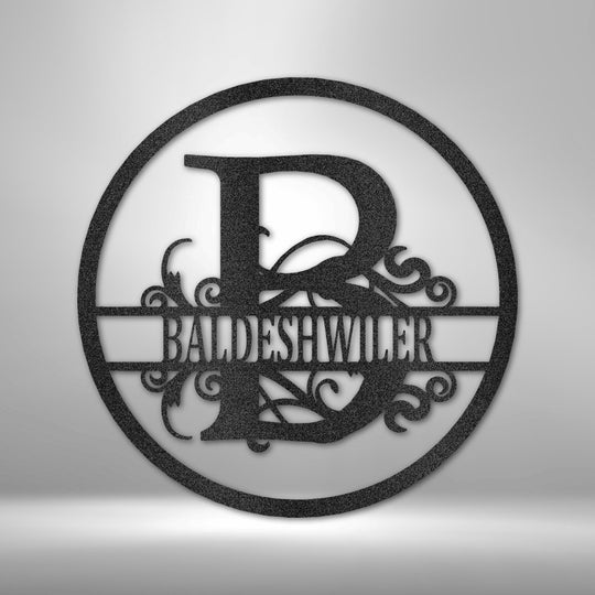 Split Circle Monogram - Steel Sign - Metal Sign - Black