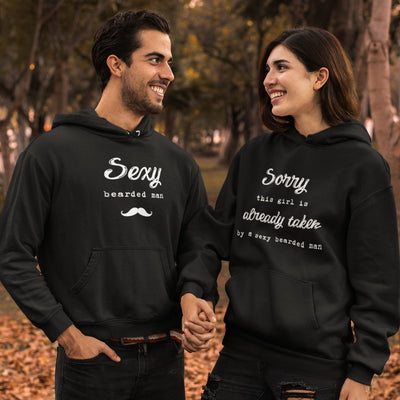 Taken By A Sexy Bearded Man Matching Couple Hoodies - Hoodies - Black S