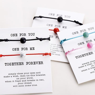 Together Forever - Matching Relationship Wish Bracelets - Bracelets - Black & White