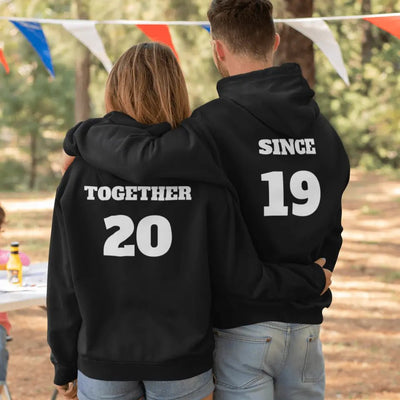 "Together Since" Custom Couple Hoodie - Hoodies - Unisex Heavy Blend™ Hooded Sweatshirt - Black