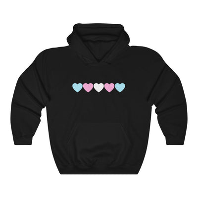 Trans Hearts Hoodie - Hoodie - Black