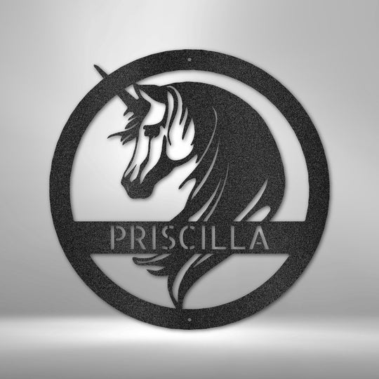 Unicorn Monogram - Steel Sign - Metal Sign - Black