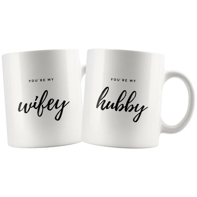 Wifey And Hubby Matching Couple Mugs - Drinkware - Wifey Mug, Hubby Mug