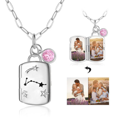 Zodiac Sign + Birthstone + Photo Necklace - Necklace - Constellation